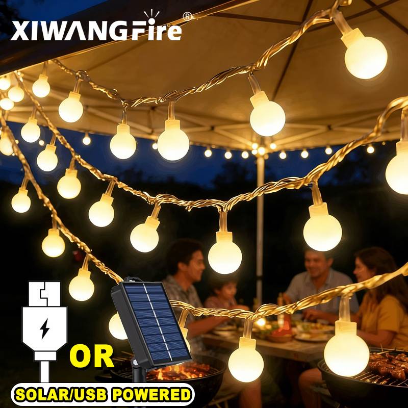 Outdoor Camping Tent Waterproof - أضواء خيطية تعمل بالطاقة الشمسية/USB/البطارية بطول