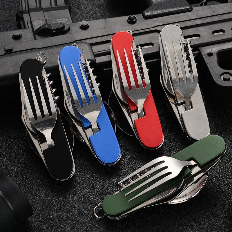Outdoor Camping Utensils - 4 في 1 أدوات المائدة القابلة