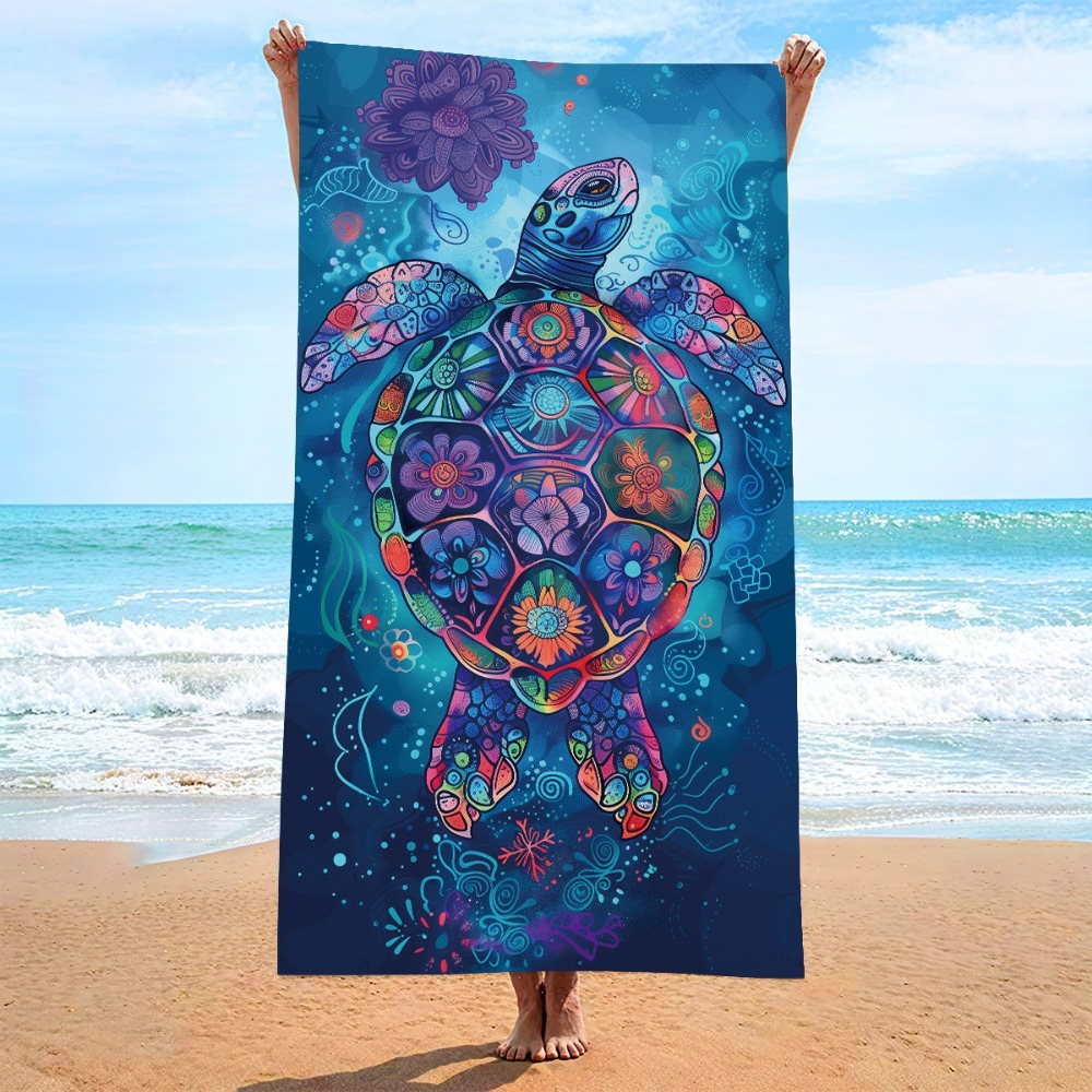 Camp Towel Microfiber - منشفة شاطئ ملونة على شكل سلحفاة