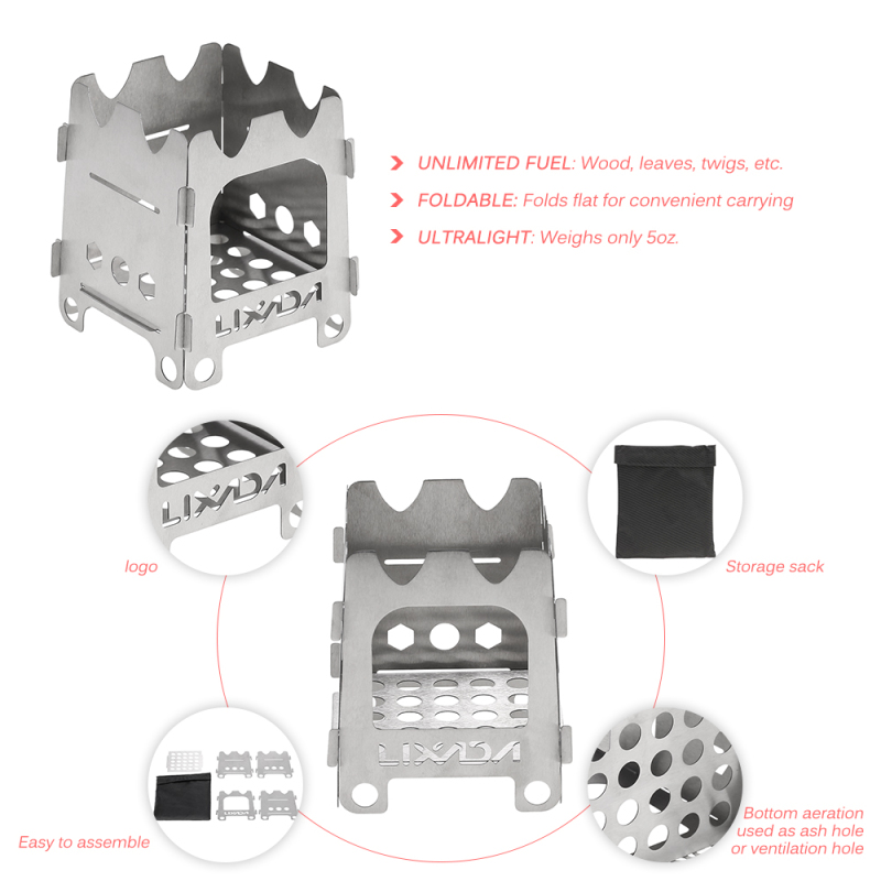 Lixada-موقد محمول للتخييم في ا - مراجعة Outdoor Camping Stove Wood وسعره