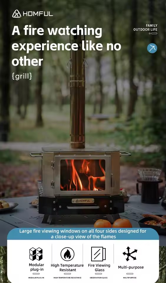 موقد حطب محمول من HOMFUL للتدف - مراجعة Outdoor Camping Wood Burning Stove وسعره