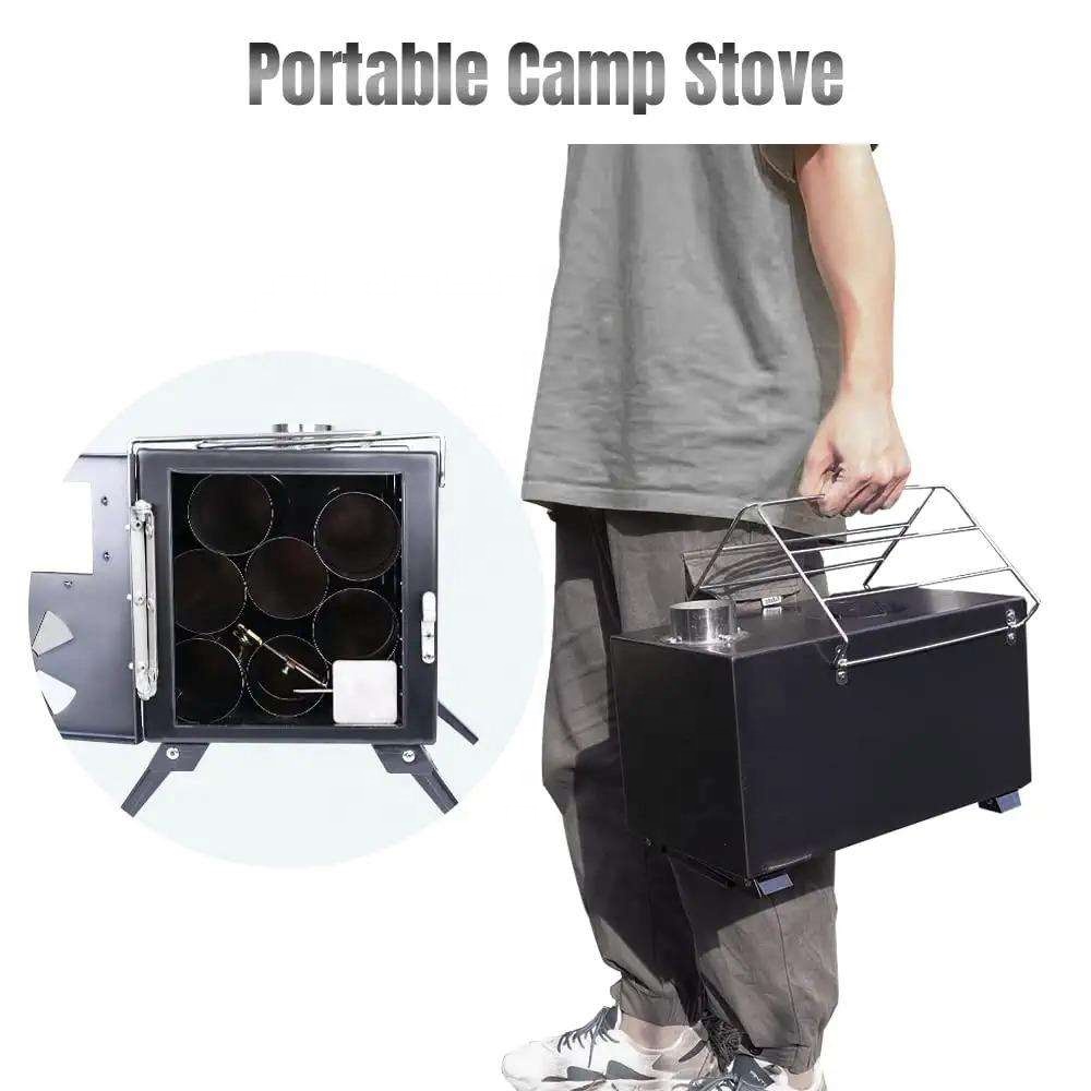 موقد تخييم محمول من الفولاذ ال - مراجعة Outdoor Camping Wood Burning Stove وسعره