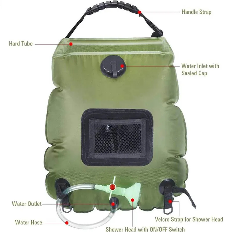 حقيبة استحمام شمسية 20 لتر للا - مراجعة Outdoor Camping Hot Water Shower وسعره