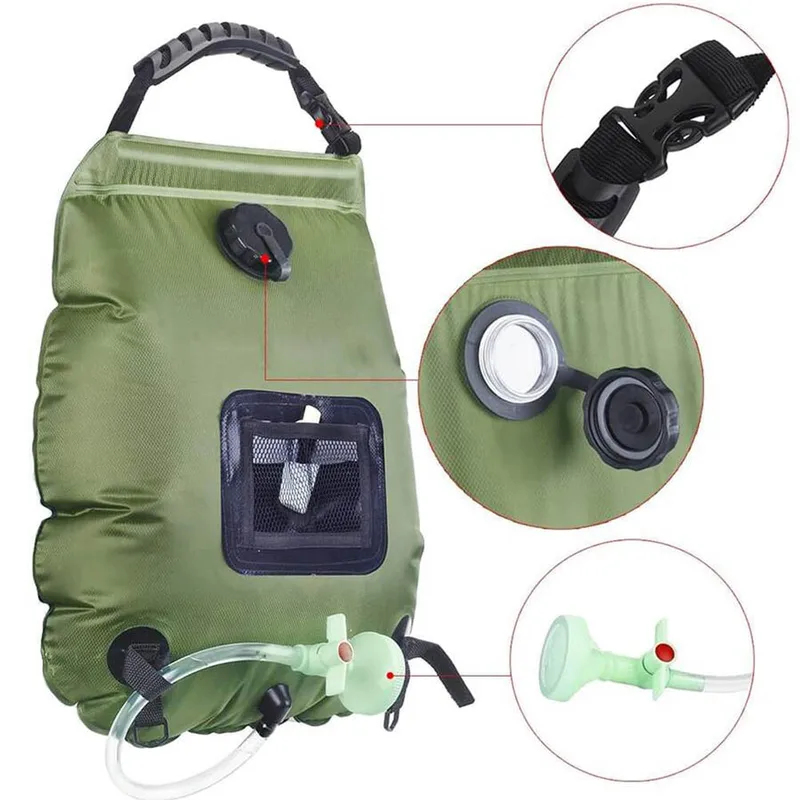 حقيبة استحمام شمسية 20 لتر للا - مراجعة Outdoor Camping Hot Water Shower وسعره