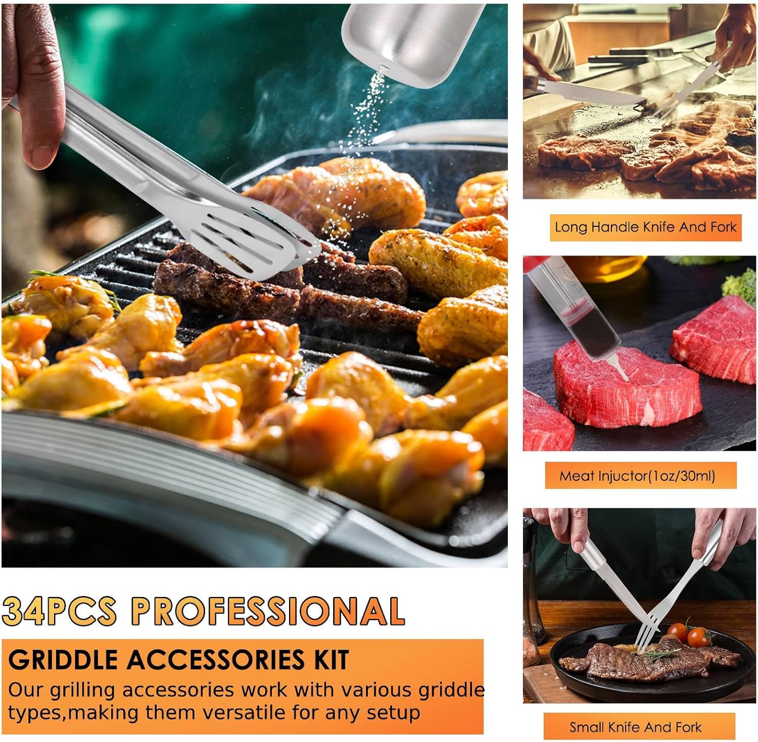 طقم أدوات شواء متين مكون من 34 - مراجعة Outdoor Camping Utensils وسعره