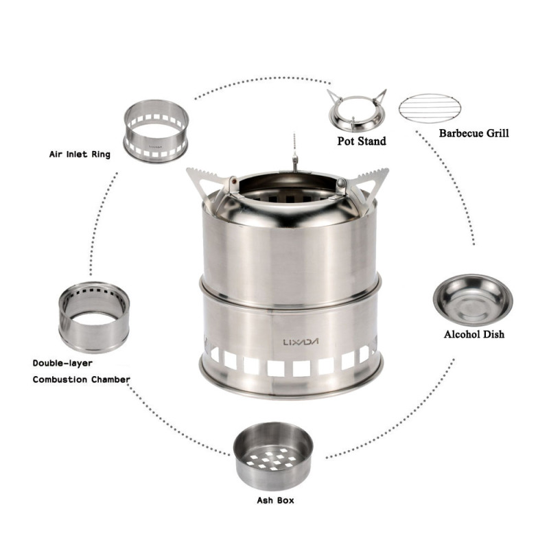 Lixada-موقد خشبي من الفولاذ ال - مراجعة Outdoor Camping Stove Wood وسعره
