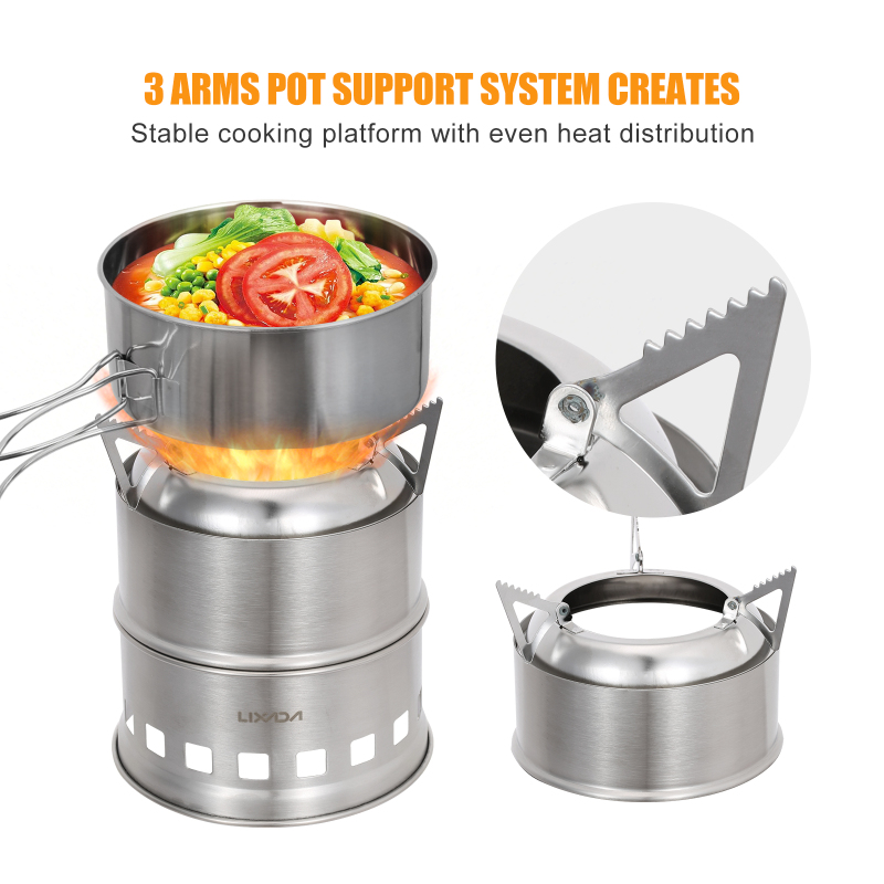 Lixada-موقد خشبي من الفولاذ ال - مراجعة Outdoor Camping Stove Wood وسعره