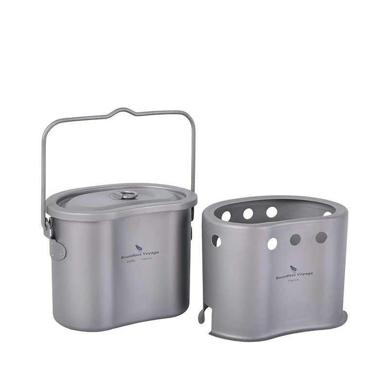 طقم أواني طهي من التيتانيوم بل - مراجعة Outdoor Camping Stove Wood وسعره