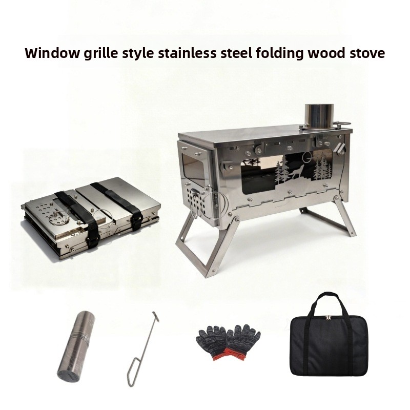 موقد خشب قابل للطي من الفولاذ  - مراجعة Outdoor Camping Wood Burning Stove وسعره