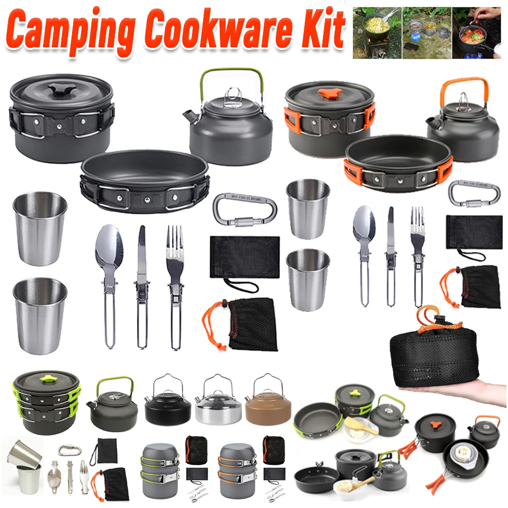 طقم أدوات طهي للتخييم، غلاية و - مراجعة Outdoor Camping Utensils وسعره
