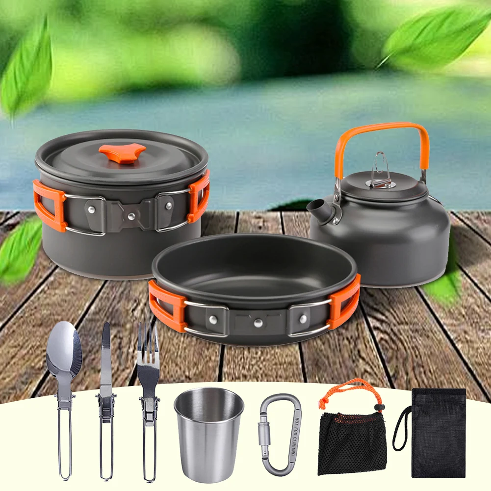 طقم أدوات طهي للتخييم، غلاية و - مراجعة Outdoor Camping Utensils وسعره