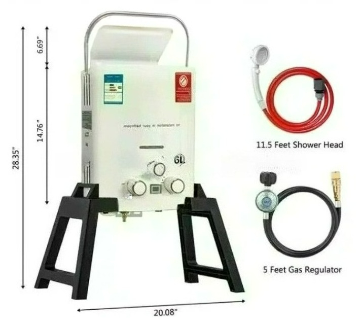 سخان مياه فوري يعمل بالغاز الب - مراجعة Outdoor Camping Hot Water Shower وسعره