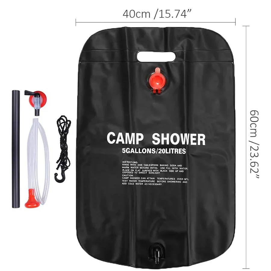 حقيبة استحمام شمسية قابلة للطي - مراجعة Outdoor Camping Hot Water Shower وسعره