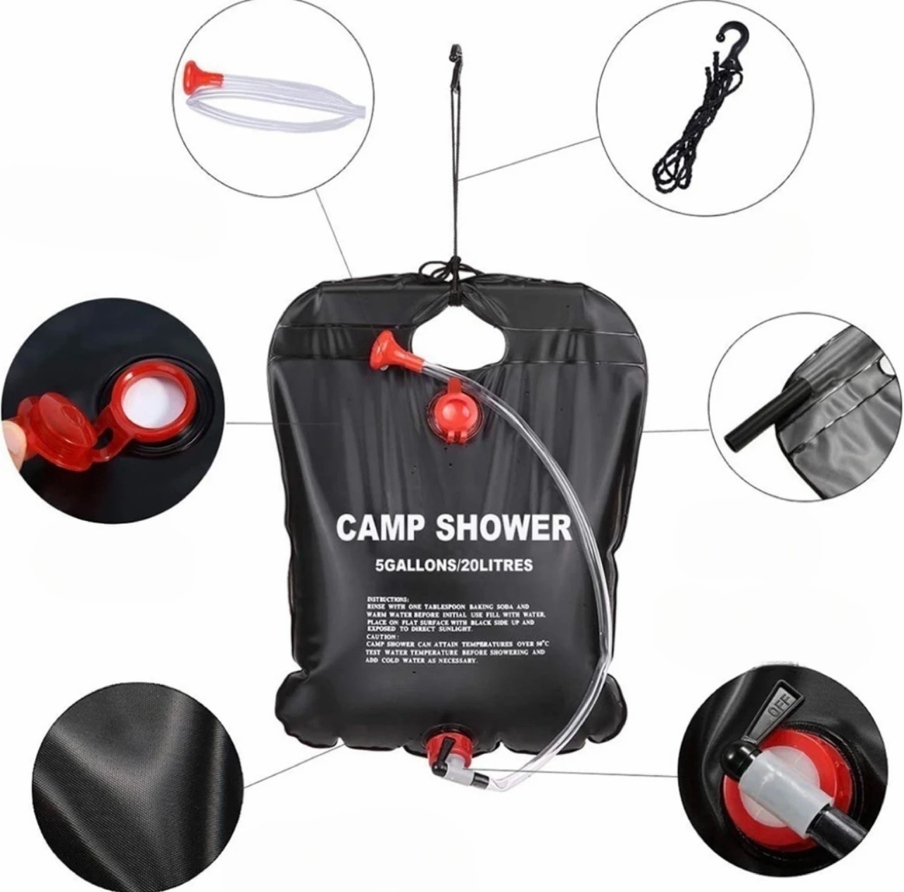 حقيبة استحمام شمسية قابلة للطي - مراجعة Outdoor Camping Hot Water Shower وسعره